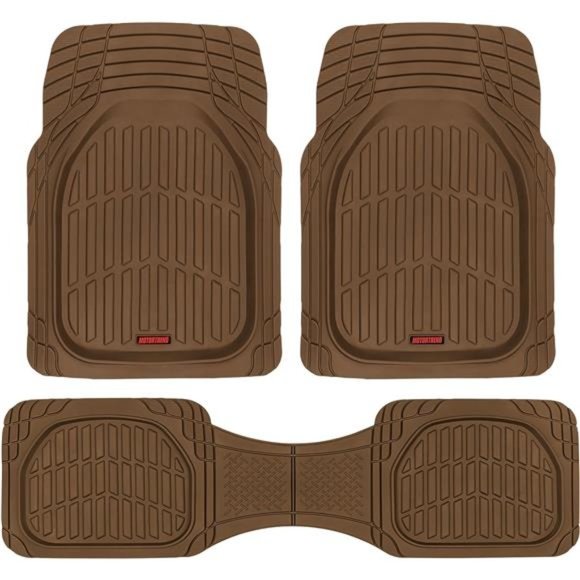 FlexTough Floor Mats for Cars, Brown Deep Dish All-Weather Car Mats, Waterproof - Picture 1 of 6